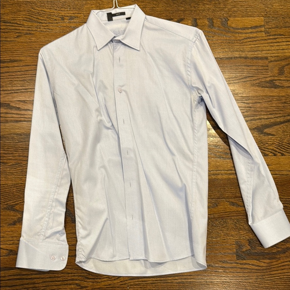 White and Blue Button Down Shirt with Slim Fit